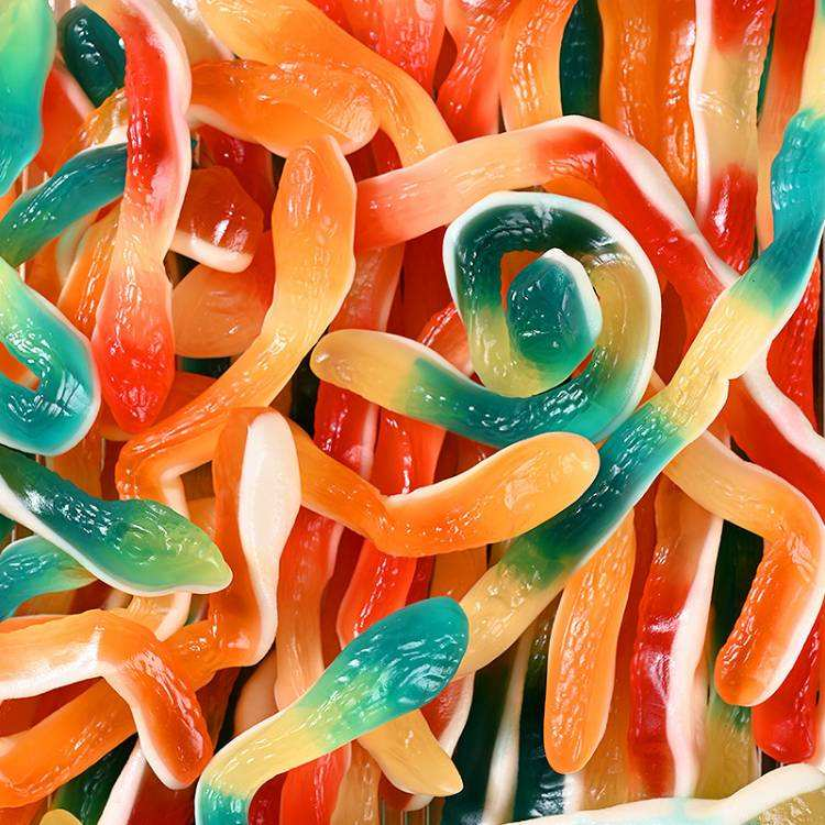 Vivid snake-shaped design with bright colors, soft and chewy texture, perfect for daily snacks.