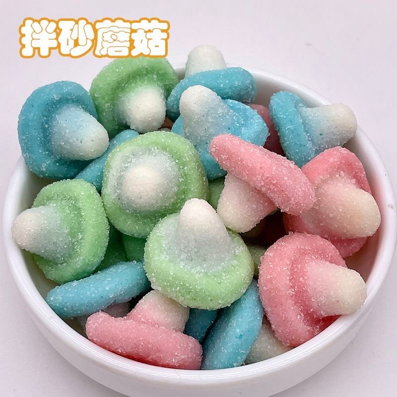 Yicaiduo Sour Gummy Mushrooms, sour sugar coated fruity gummy candy wholesale