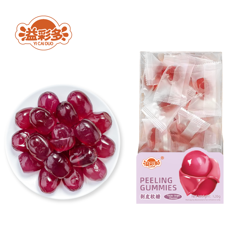 Yicaiduo 120g Grape Flavor Peelable Gummy Candy Bulk Order