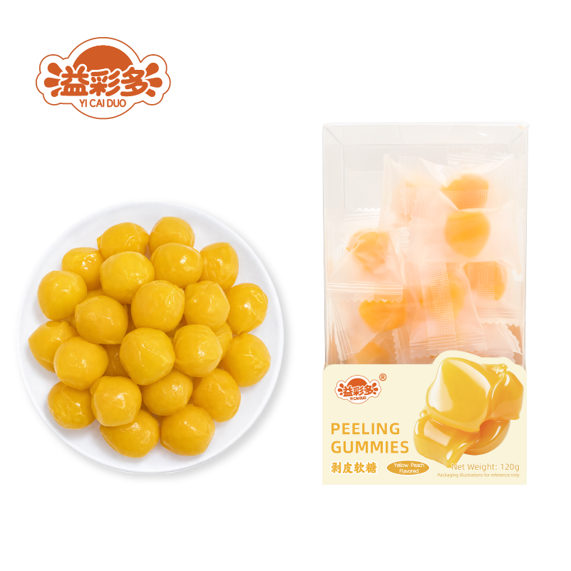 Bulk Yicaiduo 120g Yellow Peach Flavor Peelable Fruit Snacks
