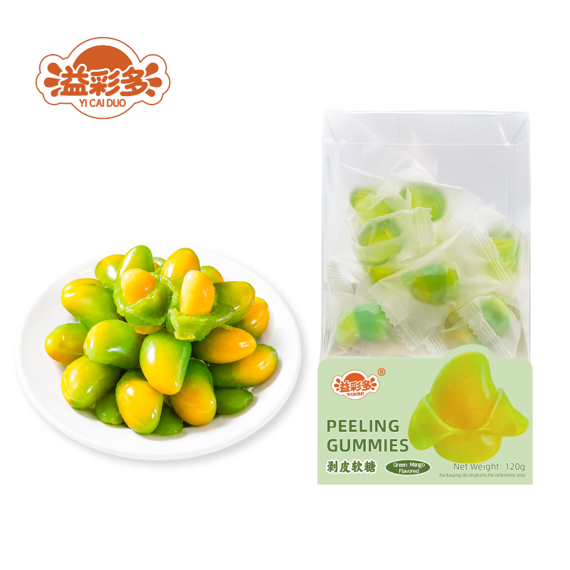 Wholesale Yicaiduo 120g Green Mango Peelable Fruit Gummy Candy