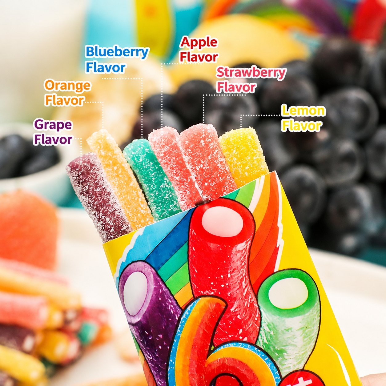 Wholesale Bulk Single Color Sour Long Stick Gummy With Sour Powder Filling | Sour Filled Gummy Stick Manufacturer